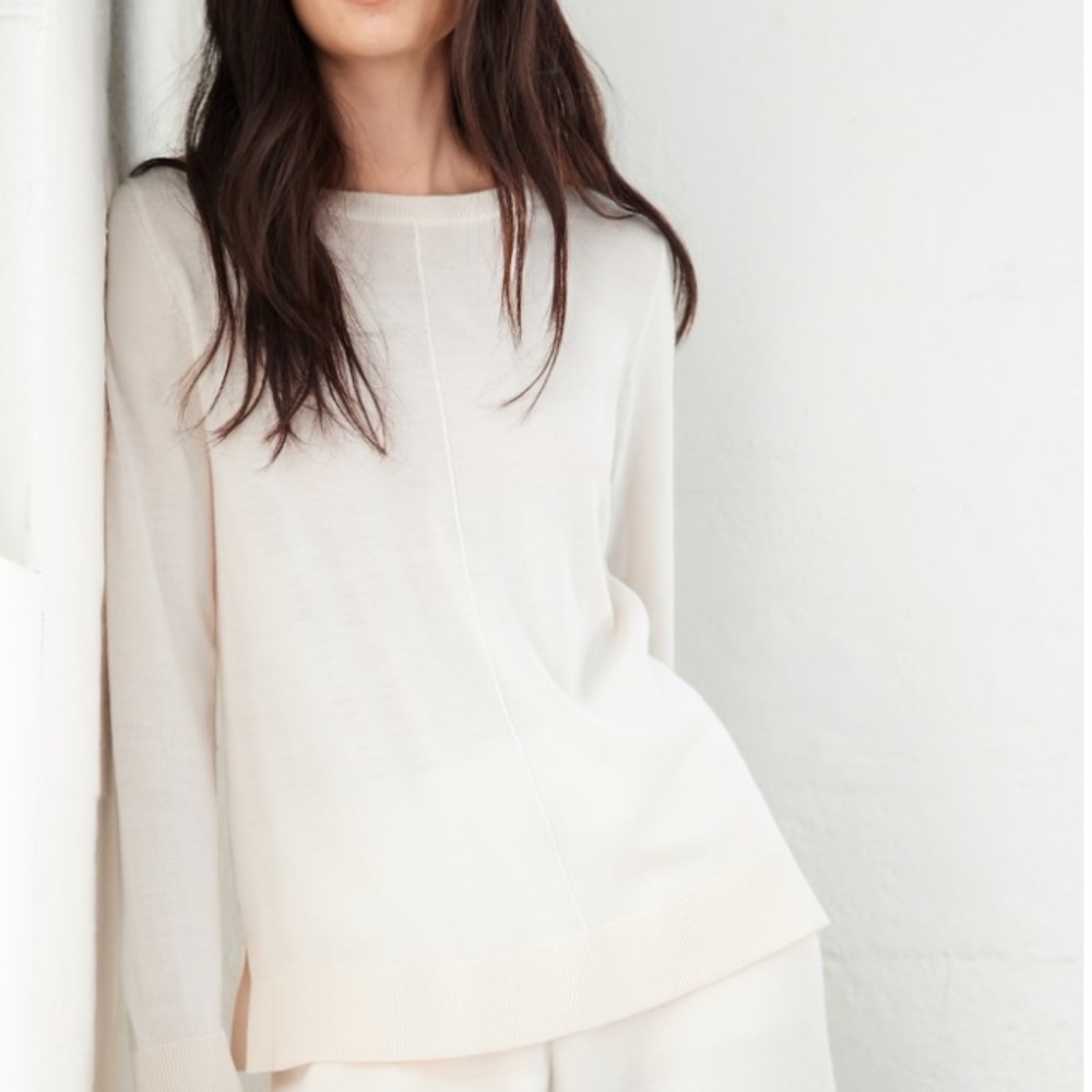 Banana Republic Ivory White Washable Merino Crewneck Sweater – NWT – Size XS